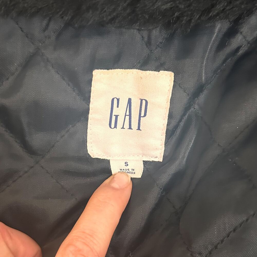 GAP Red Black Plaid Flannel Fur Bomber Jacket Removable Collar Sz. S - Picture 5 of 8